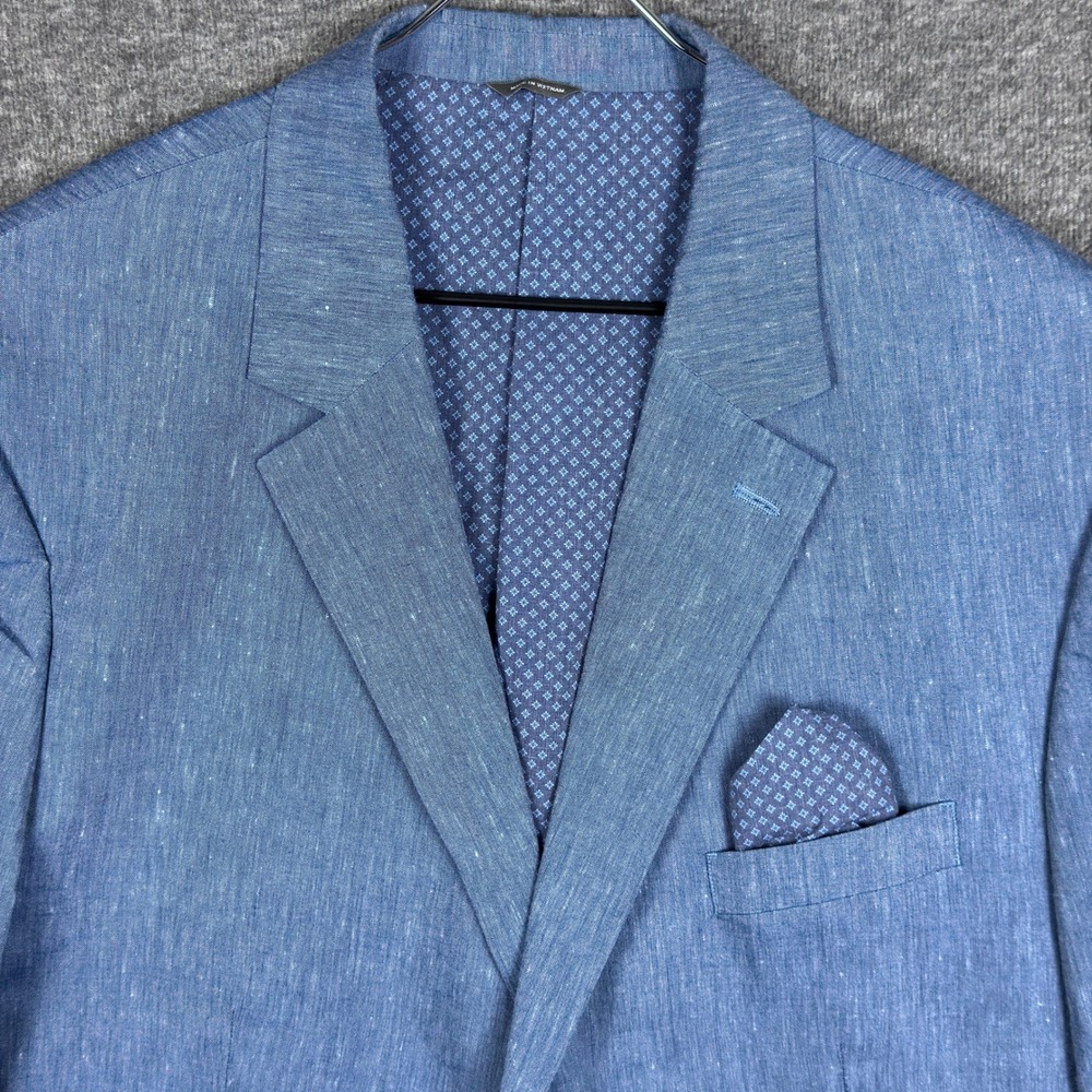 Oak Hill Sport Coat Mens 2XLT Heather Blue Linen Blend 50L/52L Blazer